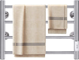 JSLOVE Towel Warmer 4 Bars with Built-in Timer Wall Mounted Electric Heated Towel Racks for Bathroom, Stainless Steel Hot Plug-in Bath Towel Heater, Matte Black