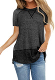 Womens Summer Tops, Short Sleeve T Shirts Casual Crew Neck Color Block Tee Blouses