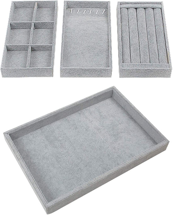 Houseables Jewelry Tray Organizer, Stackable Accessories Storage, Grey, 13.8