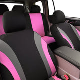 CAR PASS Line Rider 11PCS Universal Fit Car Seat Cover -100% Breathable with 5mm Composite Sponge Inside,Airbag Compatible (Black and Rose Red)