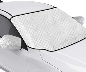 AURELIO TECH Magnetic Car Windshield Snow Cover with Side Mirror Covers for Ice Snow and Frost, Double Side Design, 4 Layers Protection, Extra Large, Fits Most Cars, Trucks, SUVs, Minivans