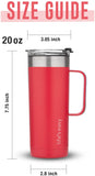 Life’s Easy - Stainless Steel Mug with Handle, Vacuum Insulated Mug for Hot and Cold Drink, Leak-Proof, Spill-Proof, Red, 20 oz