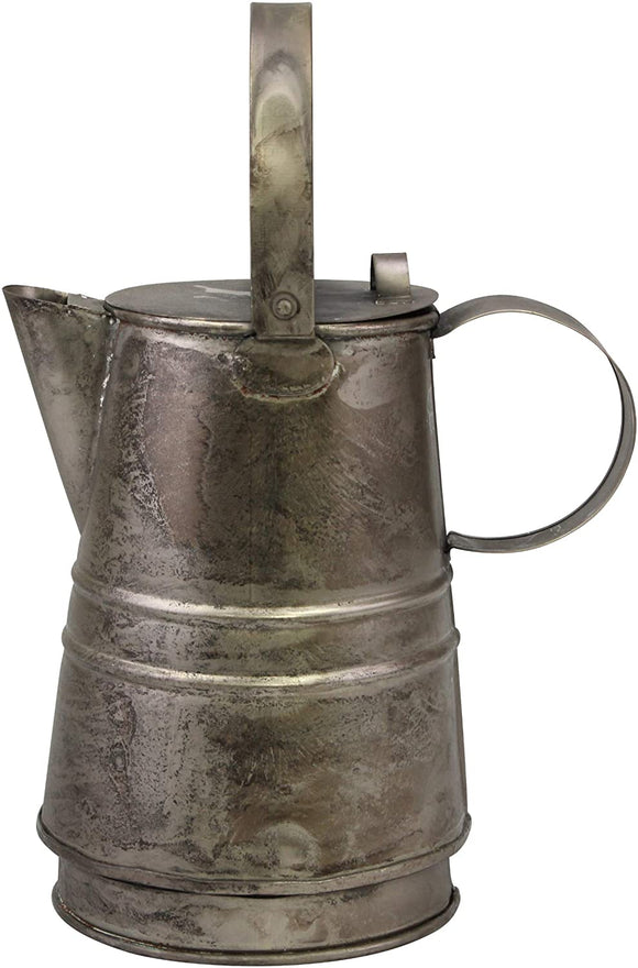 Stonebriar Decorative Antique Silver Metal Drinking Pitcher with Handle and Lid, Rustic Industrial Home Decor Accents