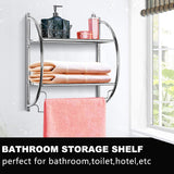 Safeplus Wall Mounted Bathroom Shelf with Towel Bars,2 Tier Bathroom Towel Rack, Rustproof Chrome Shelf with Storage Shelf,18" W X 10" D X 22" H