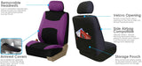 FH Group FB030PURPLE-COMBO Seat Cover Combo Set with Steering Wheel Cover and Seat Belt Pad (Airbag Compatible and Split Bench Purple)