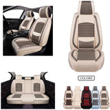 Fabric Wool Like Cloth Car Seat Covers, Linen Automotive Vehicle Cushion Cover for Cars SUV Pick-up Truck Universal Fit Set for Auto Interior Accessories (OS-013 Full Set, TAN&Coffee)