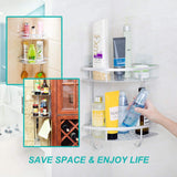 Flowmist 2 Tiers Corner Shower Caddy, Shower Organizer, Wall Mounted Aluminum Shower Shelf with Adhesive(No Drilling), Storage Rack for Toilet,Shampoo,Dorm and Kitchen