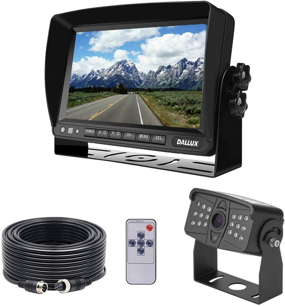 DALLUX Truck Backup Camera kit,HD 1080P Rearview Cab Cam with 7 inch Monitor+ 4 PIN Extension Cable for Bus/Truck/Van/Trailer/ RV/ Camper/ Motor Home/Pickup/Harveste/Heavy Duty Vehicles(12V-24V)