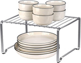 Toplife 2 in 1 Expandable Cabinet Shelf, Stainless Steel Kitchen Organizer Rack for Cabinet, Countertop, Pantry - Rustproof, Silver