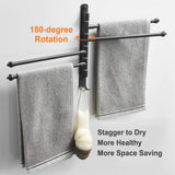 Lonffery Outdoor Towel Rack, Black Bathroom Rack, 4-Arm Wall Towel Bar for Pool, Hot Tub, Spa, Matte Black