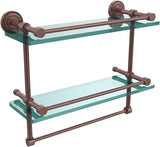 Allied Brass DT-2TB/16-GAL-BKM Dottingham 16 Inch Gallery Double Towel Bar Glass Shelf, Matte Black