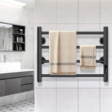 JSLOVE Towel Warmer 4 Bars with Built-in Timer Wall Mounted Electric Heated Towel Racks for Bathroom, Stainless Steel Hot Plug-in Bath Towel Heater, Matte Black