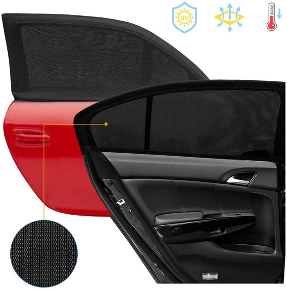 Car Window Shade, Upgraded Breathable Mesh Car Rear Side Window Sunshades Protect for Baby Kids from the Sun Universal Fit for Most of Cars SUV MPV Road Travel Accessories, Black, 2 Pack (Universal)