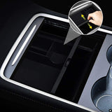 XTAUTO Center Console Organizer Tray Fit for 2021 Tesla Model 3 Armrest Storage Box Cubby Drawer Container 2021 Tesla Model 3 Accessories Interior Parts ABS Material Flocked Liner