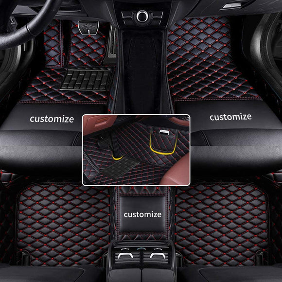 Muchkey car Floor Mats fit for 95% Custom Style Luxury Leather All Weather Protection Floor Liners Full car Floor Mats Black-Red