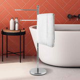 MyGift 40-Inch Freestanding Metal Bathroom Towel/Kitchen Towel Rack Stand with 3 Swivel Arms