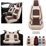 Fabric Wool Like Cloth Car Seat Covers, Linen Automotive Vehicle Cushion Cover for Cars SUV Pick-up Truck Universal Fit Set for Auto Interior Accessories (OS-013 Full Set, TAN&Coffee)