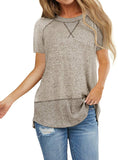 Womens Summer Tops, Short Sleeve T Shirts Casual Crew Neck Color Block Tee Blouses