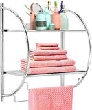 Safeplus Wall Mounted Bathroom Shelf with Towel Bars,2 Tier Bathroom Towel Rack, Rustproof Chrome Shelf with Storage Shelf,18" W X 10" D X 22" H