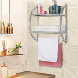 Safeplus Wall Mounted Bathroom Shelf with Towel Bars,2 Tier Bathroom Towel Rack, Rustproof Chrome Shelf with Storage Shelf,18" W X 10" D X 22" H