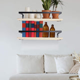 HANTAJANSS Floating Shelves Wall Mounted Set of 2, Decorative Wall Storage Shelf Organizer with Removable Towel Holder for Bedroom, Bathroom, Kitchen, Office（White Washed）