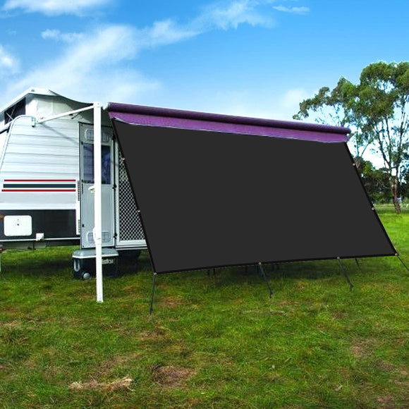 CAMWINGS RV Awning Privacy Screen Sun Shade Panel Kit Sunblock Shade Drop 10 x 10ft, Black