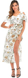 Floral Chiffon Dresses for Women Flowy Homecoming Cocktail Dress Casual Beach Sun Dress