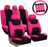 FH Group FB030PURPLE-COMBO Seat Cover Combo Set with Steering Wheel Cover and Seat Belt Pad (Airbag Compatible and Split Bench Purple)