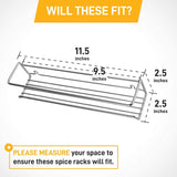 Spice Rack Organizer For Cabinet Door| Kitchen Pantry Organization And Storage | Set of 4 Chrome Tiered Hanging Shelf for Spice Jars and Seasonings | Door Mount, Wall Mounted, Under Sink Shelves