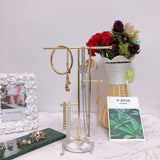 Hileyu Jewelry Stand Display Necklace Holder T-Bar Plated Metal Tabletop Jewelry Organizer Tower for Hanging Pendant Earring Bracelet Rings Accessories (Gold)
