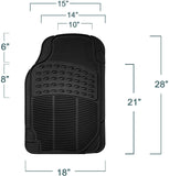 FH Group F11306BLACK Black-Solid Trimmable Heavy Duty All Weather Floor Mats 3pc Full Set
