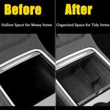 XTAUTO Center Console Organizer Tray Fit for 2021 Tesla Model 3 Armrest Storage Box Cubby Drawer Container 2021 Tesla Model 3 Accessories Interior Parts ABS Material Flocked Liner