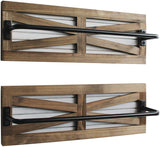 2PCS Rustic Towel Rack, Wall Mounted Wood Hanging Bathroom Towel Holder and Organizer for Kitchen Storage Organizer Rack, Bathroom Towels, Robes, Clothing (Brown)