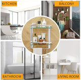 BESy Heavy Duty Lavatory Glass Bathroom Shelf, 2 Tier Tempered Glass Shower Shelves with Towel Bar Wall Mounted, Shower Storage 15 by 5 inches, Dull Polished Finish/Aluminum