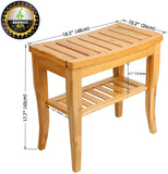 Widousy Bamboo Shower Bench Seat with Storage Shelf, Shower Chair Seat Bench Organizer for Indoor or Outdoor，Bathroom Decor