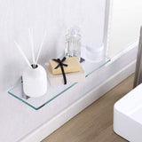 KES Bathroom Tempered Glass Shelf 14" 8MM-Thick Wall Mount Rectangular, Polished Chrome Bracket, BGS3201S35