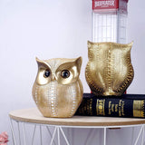 Owl Statue Decor Small Crafted Figurines for Home Decor Accents, Living Room Bedroom Office Decoration, Book Shelf TV Stand Decor - Animal Sculptures Collection BFF Gifts for Birds Lovers (Gold+white)
