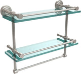 Allied Brass DT-2TB/16-GAL-BKM Dottingham 16 Inch Gallery Double Towel Bar Glass Shelf, Matte Black
