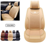 OASIS AUTO Leather&Fabric Car Seat Covers, Faux Leatherette Automotive Vehicle Cushion Cover for Cars SUV Pick-up Truck Universal Fit Set Auto Interior Accessories (OS-008 Front Pair, Brown)