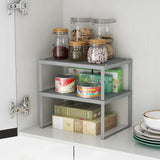 AIYAKA Kitchen Cabinet and Counter Shelf Organizer Expandable Stackable Shelves,Silver