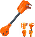 50 Amp Male to 30 Amp Female, RV Heavy Duty Electrical Adapter, 12’’ Length, 125V/3750W, 180 Degree Bend Design and Convenience Handle RV Plug Adapter