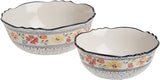 Gibson Elite 92997.04R Luxembourg Handpainted Butter Dish, Spoonrest, Salt And Pepper Accessories Set, Blue and Cream with Floral Designs
