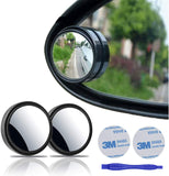 2 pcs Blind Spot Mirrors, 2" Round Ultra-thin Frameless HD Glass Convex Side Rear View Mirror with Wide Angle Adjustable Stick for Cars SUV and Trucks, Pack of 2