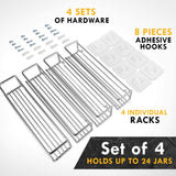 Spice Rack Organizer For Cabinet Door| Kitchen Pantry Organization And Storage | Set of 4 Chrome Tiered Hanging Shelf for Spice Jars and Seasonings | Door Mount, Wall Mounted, Under Sink Shelves