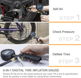 Digital Tire Inflator with Pressure Gauge, 250 PSI Air Chuck and Compressor Accessories Heavy Duty with Rubber Hose and Quick Connect Coupler for 0.1 Display Resolution
