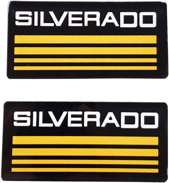 2x SILVERADO Emblem Badge Side Roof Pillar Line Cab Decal Plate Fits for Suburban Silverado 88-98 90 91 Tahoe C/K Series (Yellow-Line)