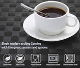 Aozita Espresso Cups and Saucers with Espresso Spoons, Stackable Espresso Mugs,12-piece 2.5-Ounce Demitasse Cups (Protective Packaging)