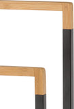 MyGift Freestanding 2-Tier Black Metal and Bamboo Towel Bar Rack
