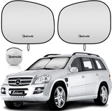 AstroAI 2-Piece Windshield Sun Shade - Windshield Shade Foldable Car Front Sunshield Blocks Max UV Rays, Titanium Silver Fabric Material, for Most Sedans SUV Truck(Medium Size 28 x 30.7 inches)