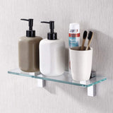 KES Bathroom Tempered Glass Shelf 14" 8MM-Thick Wall Mount Rectangular, Polished Chrome Bracket, BGS3201S35